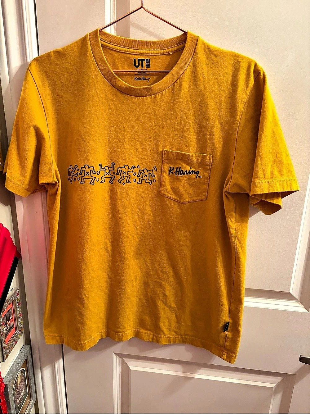Uniqlo UT x Keith Haring Dancing Figures Pocket T-Shirt Yellow Medium